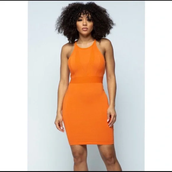 Hera Collection | Dresses | Hera Collection Womens Dress Size Small Orange  Bodycon Sleeveless Knit Mini | Poshmark